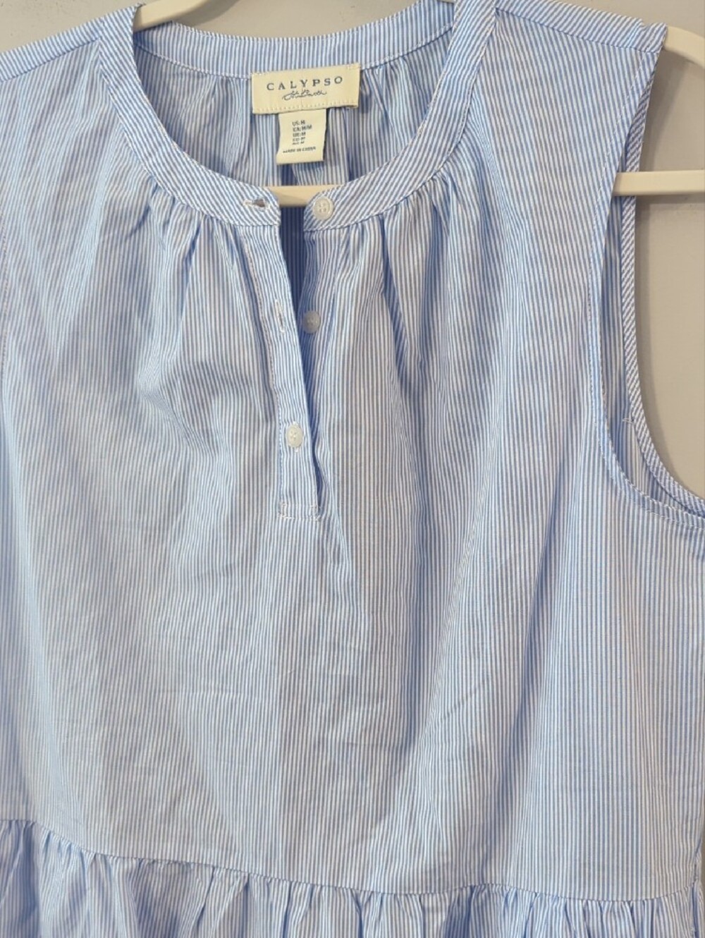 Calypso St. Barth Light Blue Sleeveless Eyelet Tiered Mini Dress Blue size M - Picture 3 of 10